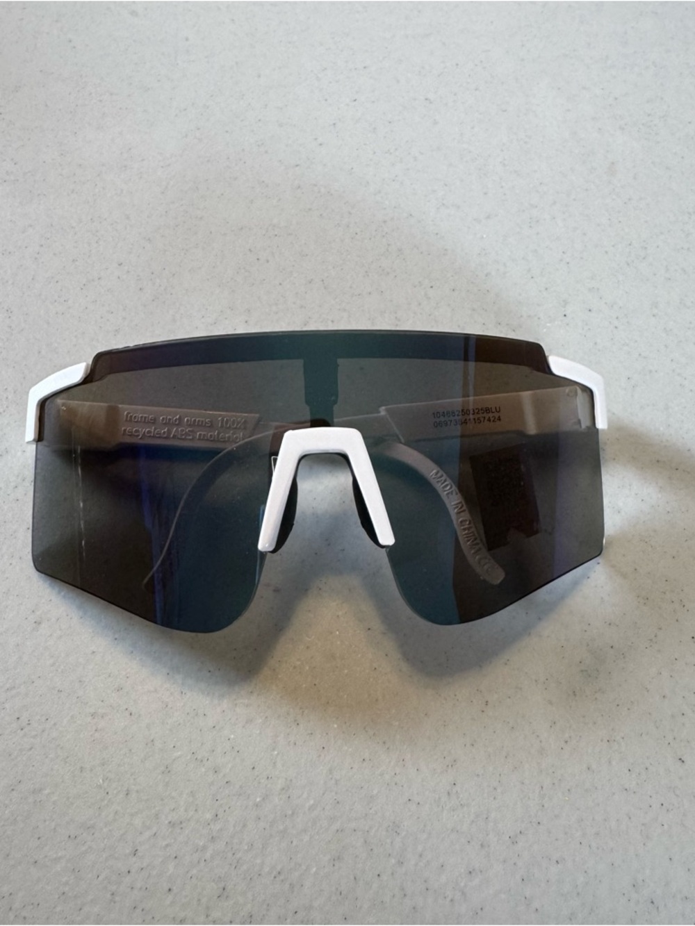 Sport Shield Sunglasses in Black with White Accents
